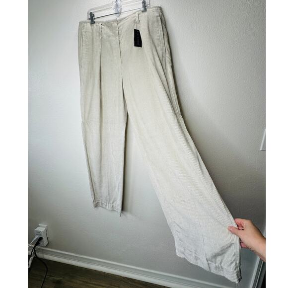 NWT Brunello Cucinelli Oversize Sand Beige Front Pleat Wide Leg Corduroy Pant 14 - Picture 2 of 16